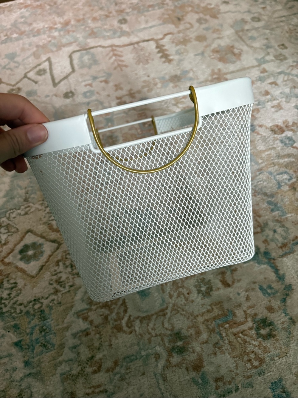 Target White Mesh Tote with Gold Handle